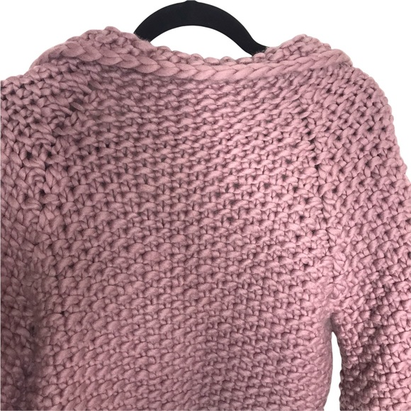 Twinkle and Wenlan New York Mauve Pink Wool Chunky Knit Cropped Boxy Sweater - Picture 6 of 8